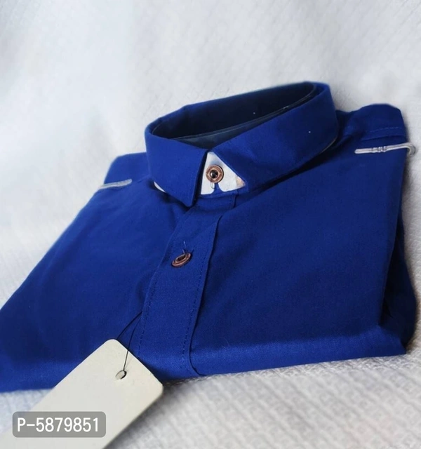 Men's Cotton Blend Casual Blue Shirt - L