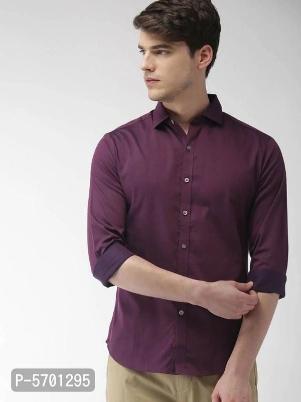 Men's Solid RC Cotton Blended Shirt - M