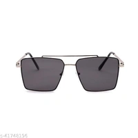 Retro Rectangular Aviator Sunglasses Premium Glass Lens Flat Metal Sun Glasses Men Women