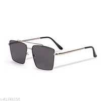 Retro Rectangular Aviator Sunglasses Premium Glass Lens Flat Metal Sun Glasses Men Women