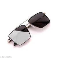 Retro Rectangular Aviator Sunglasses Premium Glass Lens Flat Metal Sun Glasses Men Women