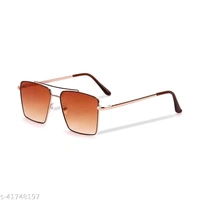 Retro Rectangular Aviator Sunglasses Premium Glass Lens Flat Metal Sun Glasses Men Women