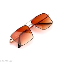 Retro Rectangular Aviator Sunglasses Premium Glass Lens Flat Metal Sun Glasses Men Women