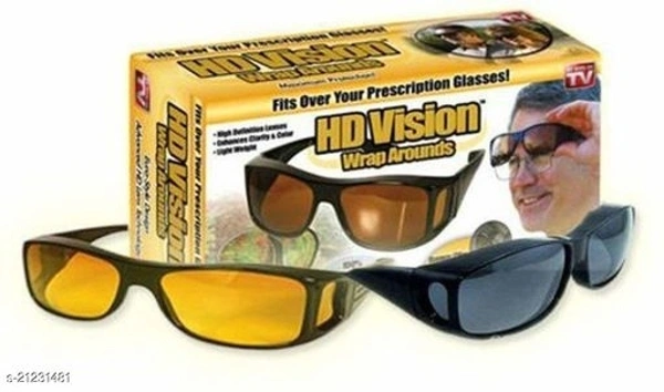HD Vision Day & Night Unisex HD Vision Goggles Sunglasses Men/Women Driving Glasses Sun Glasses (Yellow-Black) Combo Pack Set of 2