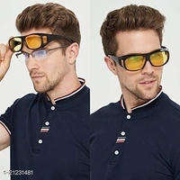 HD Vision Day & Night Unisex HD Vision Goggles Sunglasses Men/Women Driving Glasses Sun Glasses (Yellow-Black) Combo Pack Set of 2