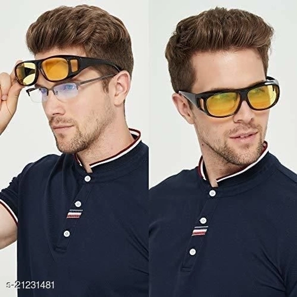 HD Vision Day & Night Unisex HD Vision Goggles Sunglasses Men/Women Driving Glasses Sun Glasses (Yellow-Black) Combo Pack Set of 2
