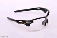 Unisex Sports Sunglasses (Black Frame with Clear Lens) For Cricket, Cycling, Running and many more Games