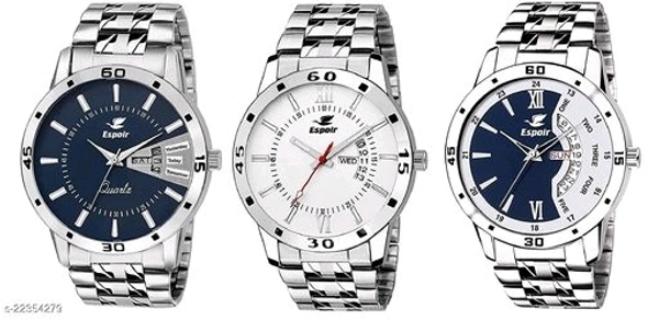 Espoir Day and Date Combo of 3 Analogue Multi-Colour Dial Men's Watch - Combo Sam WDD Trendy