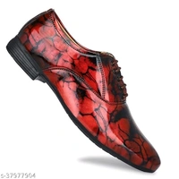 PAYGOOD Men's Red Partywear Patent Lace up Formal Shoe - 6
