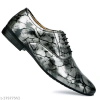 PAYGOOD Men's Silver Partywear Patent Lace up Formal Shoe - 6
