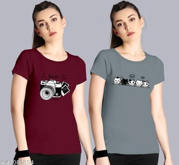 Combo Comfy Fashionable Women Tshirts - M