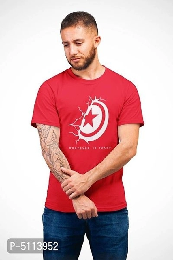 Men's Marvel Red Colour Half Round Neck T-Shirt - XL