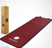 Fabssy 6mm Maroon Anti Skid Yoga Mat for Women with Carry Bag , Yoga Mat for Men with Carry Bag with Stitched Black Border Edges & Holding Grip Elastic.