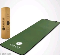 Fabssy 6mm Army Green Anti Skid Yoga Mat for Women with Carry Bag , Yoga Mat for Men with Carry Bag with Stitched Black Border Edges & Holding Grip Elastic.