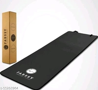 Fabssy 6mm Grey Anti Skid Yoga Mat for Women with Carry Bag , Yoga Mat for Men with Carry Bag with Stitched Black Border Edges & Holding Grip Elastic.