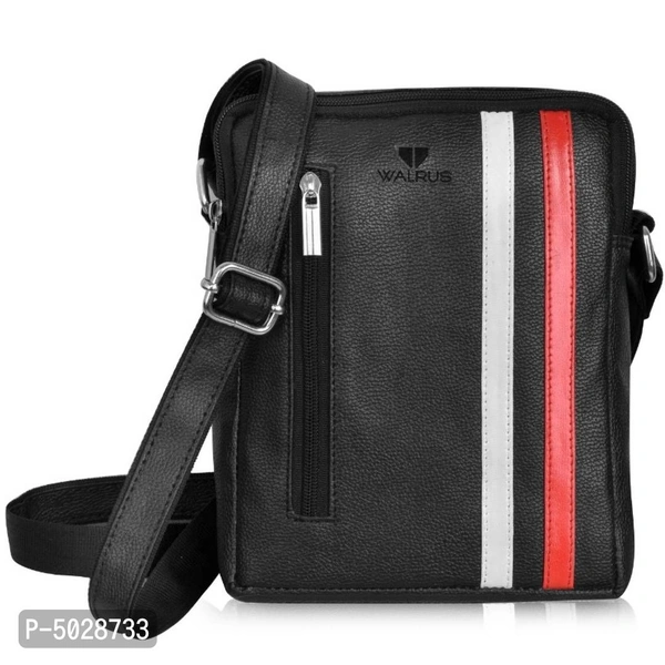 Trendy Black Vegan Leather Messenger Bag for Unisex