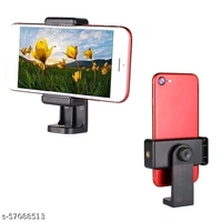 Rhymestore® Mount Adapter/Vertical Bracket Holder Clip 360 Degree Tripod Clamp for All Smartphones- Black