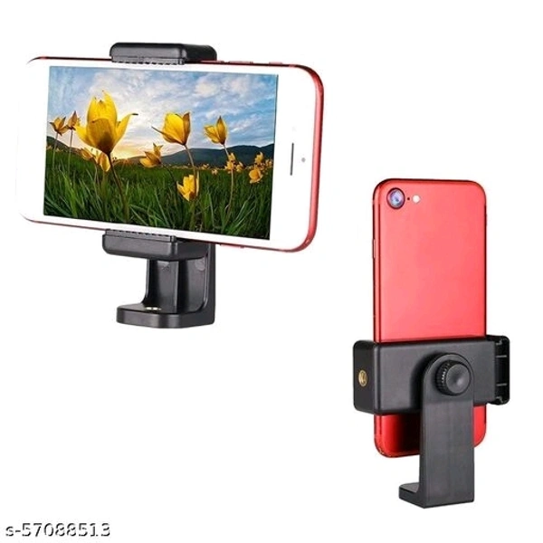 Rhymestore® Mount Adapter/Vertical Bracket Holder Clip 360 Degree Tripod Clamp for All Smartphones- Black
