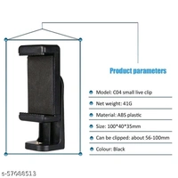 Rhymestore® Mount Adapter/Vertical Bracket Holder Clip 360 Degree Tripod Clamp for All Smartphones- Black