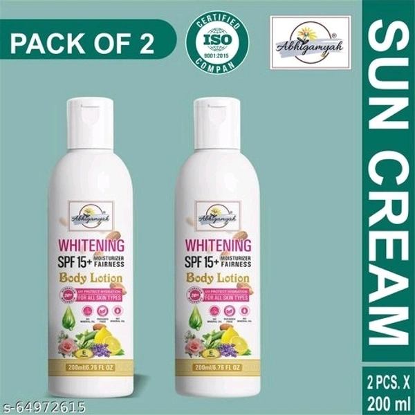 Abhigamyah Whitening body lotionon  SPF15+ Skin Lighten & brightening cream (200 ml.) Pack Of 2