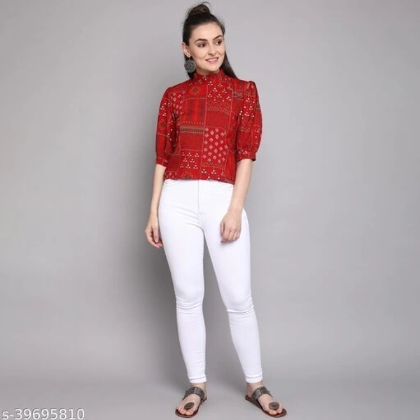 Women's foil printed rayon top - XXL