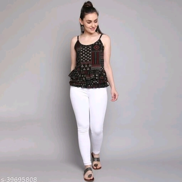 Women's foil printed rayon top - M