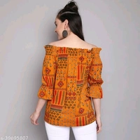 Women's foil printed rayon top - L