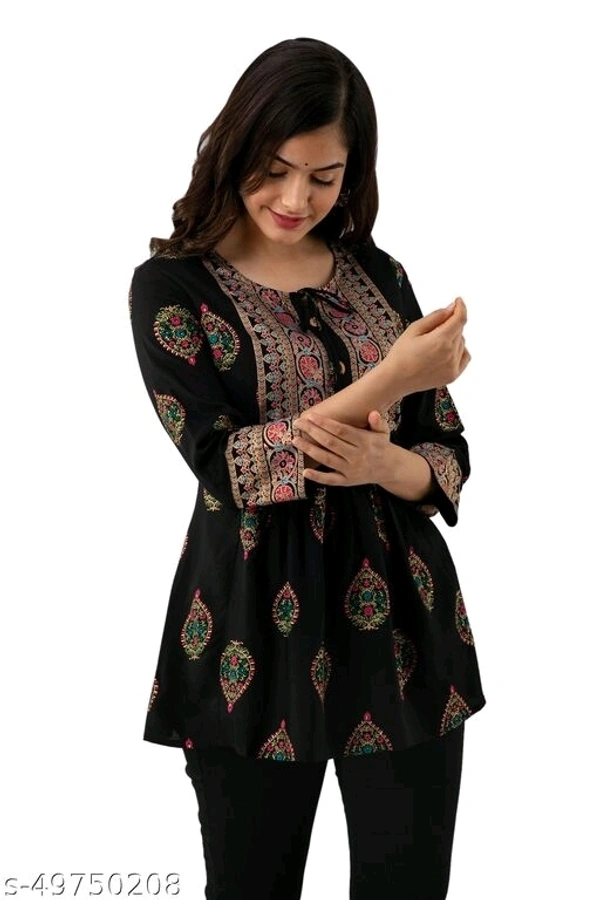 DMP319BLACK PRINTED TOP - XS