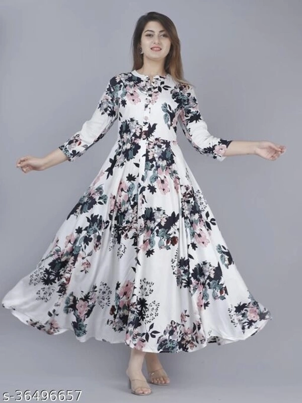 Printed Anarkali Kurti for Women Ethnic Wear Rayon Fabric - free size