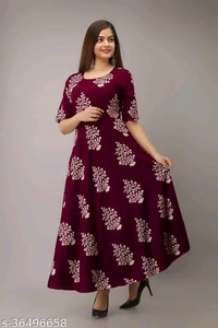 Printed Anarkali Kurti for Women Ethnic Wear Rayon Fabric - M