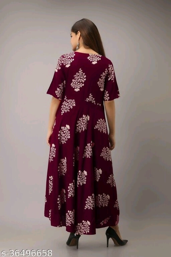 Printed Anarkali Kurti for Women Ethnic Wear Rayon Fabric - XL