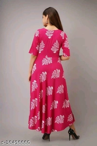 Printed Anarkali Kurti for Women Ethnic Wear Rayon Fabric - L