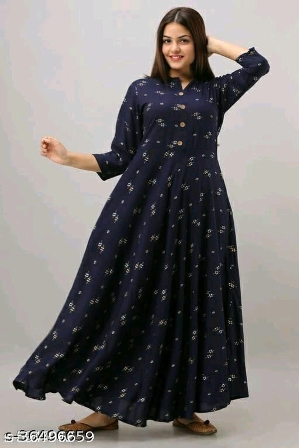 Printed Anarkali Kurti for Women Ethnic Wear Rayon Fabric - free size