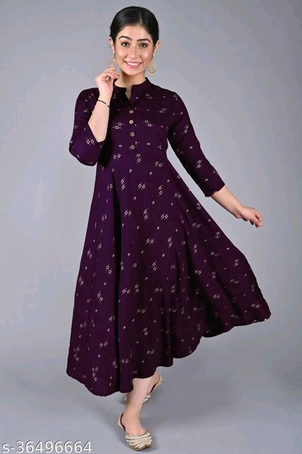 Printed Anarkali Kurti for Women Ethnic Wear Rayon Fabric - free size
