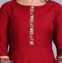 Maroon Golden Printed Border Anarkali Kurti - L