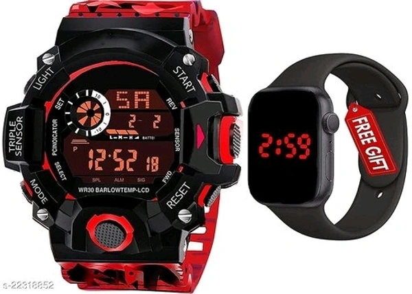 New Digital RTK706 Red Sports Watch Get Square Led Watch Free Watch For Boys