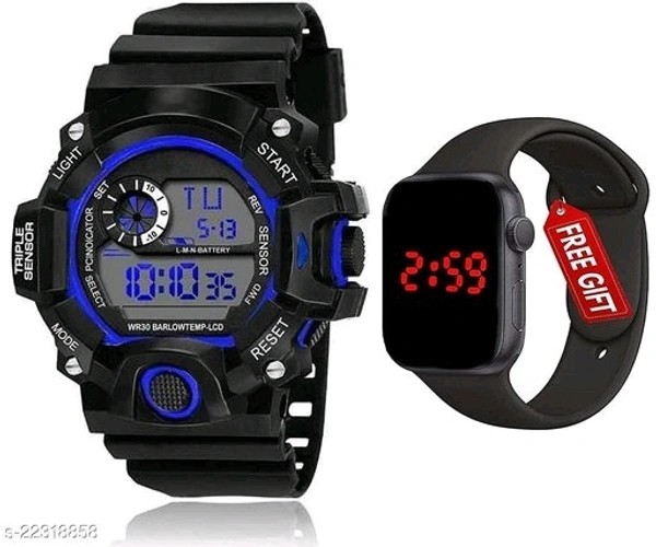 New Digital RTK701 Blue Ring Sports Watch Get Square Led Watch Free Watch For Boys