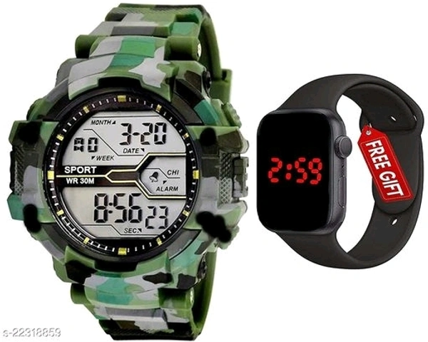 New Digital RTK702 Straight green Sports Watch Get Square Led Watch Free Watch For Boys