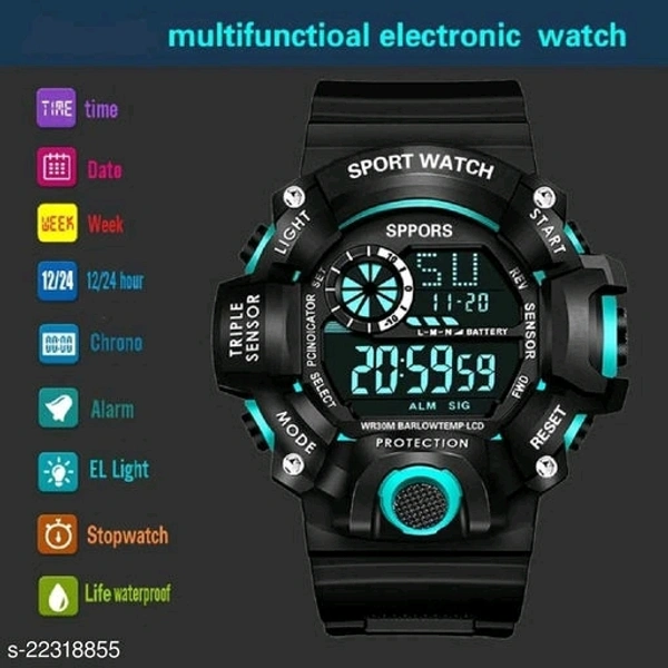 New Black Strap Sports Watch For Boys