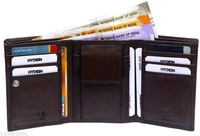 Hydein Brown Genuine Leather RFID wallet ( 9 Card slots)