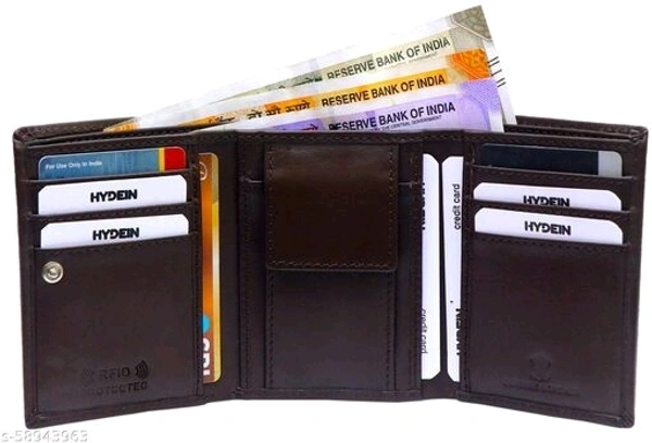 Hydein Brown Genuine Leather RFID wallet ( 9 Card slots)