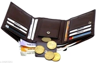 Hydein Brown Genuine Leather RFID wallet ( 9 Card slots)