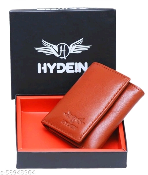 Hydein Orange Genuine Leather RFID wallet ( 9 Card slots)