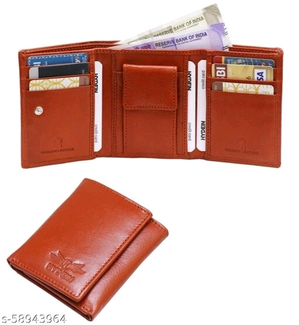 Hydein Orange Genuine Leather RFID wallet ( 9 Card slots)
