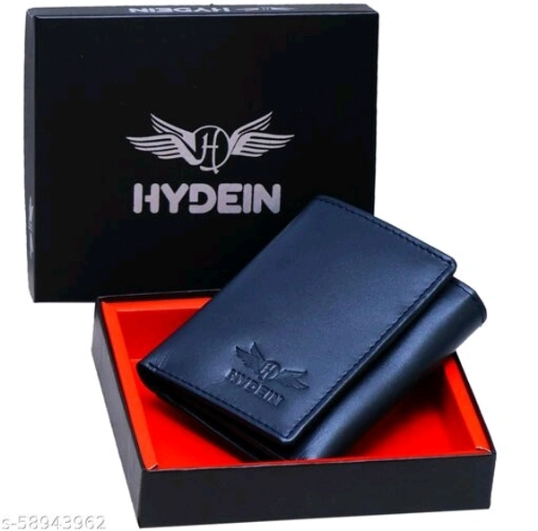 Hydein Blue Genuine Leather RFID wallet ( 9 Card slots)