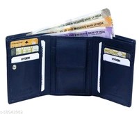 Hydein Blue Genuine Leather RFID wallet ( 9 Card slots)