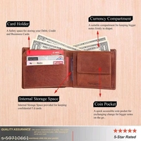 Urban Leather Stitch Print Vintage Tan RFID Blocking Leather Wallet for Men