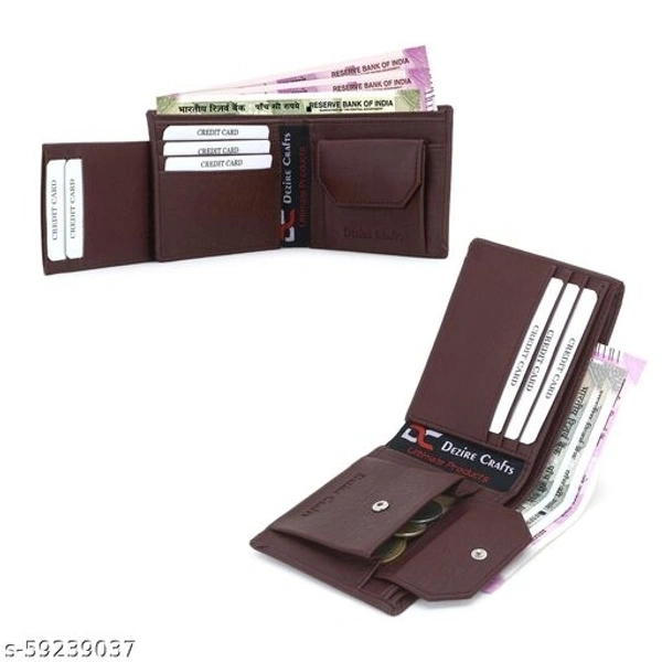 Dezire Crafts Men's Stylish Bi-Fold, Textured PU Leather, Latest Slim Wallets with Detachable Card Slot Case