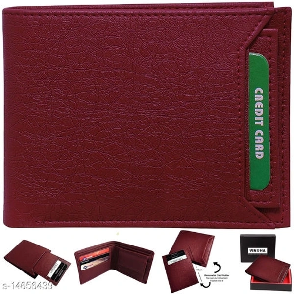 Leather Wallet For Men, PU Leather Gents Purse Removable Card Holder Brown