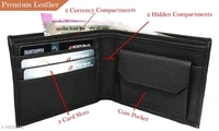 Leather Wallet For Men, PU Leather Gents Purse Removable Card Holder Black